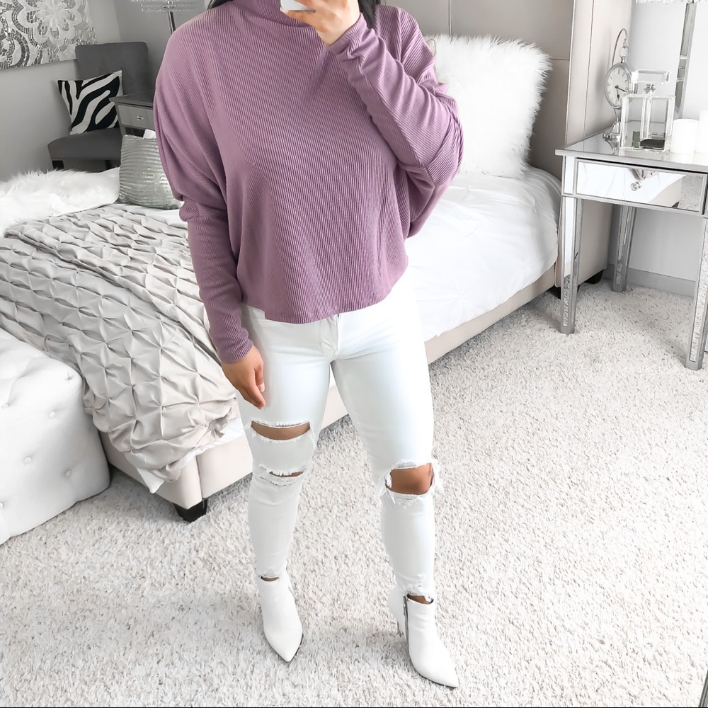 Melrose and Market s lilac turtleneck boxy top - Picture 2 of 8